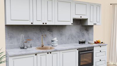 Кухня на заказ Белый софт 3005 Прямоугольник